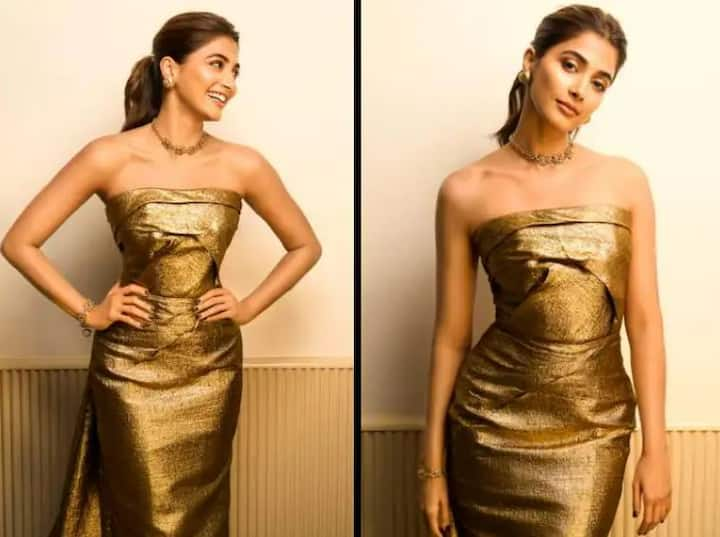 Pooja Hegde Pics: દિવાળી પહેલા પૂજા હેગડેની ઓફ સોલ્ડર ગાઉનમાં સામે આવી તસવીરો, જુઓ ગ્લેમરસ અંદાજ