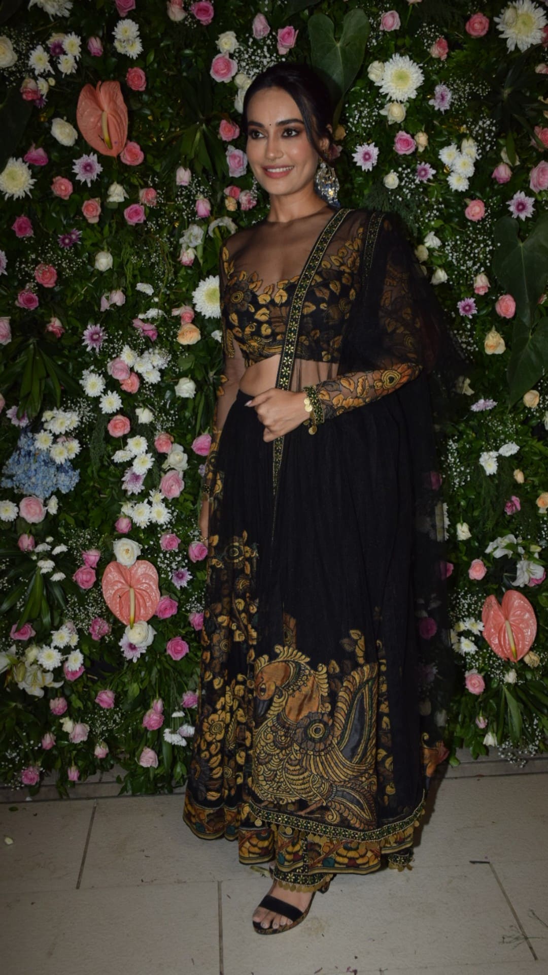 Sara Ali Khan's black floral Sabyasachi lehenga is a winner for sangeet  celebrations | VOGUE India