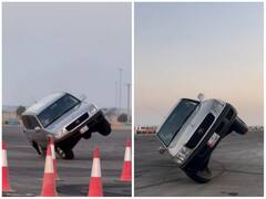 ग्रैविटी को मात दे रहा कार का ड्राइवर, दो पहियों पर खड़ा किया वाहन