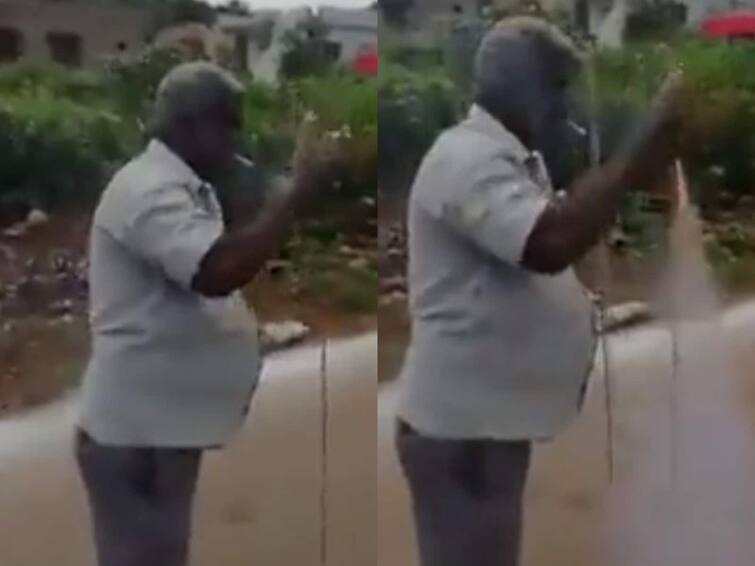 Video of AP 'Rocket Man' Lighting Firecrackers Using Cigarette in Mouth Goes Viral Again Viral video : பத்தவச்சு பறக்க விடலாமா...?  நெட்டிசன்களை கவர்ந்த ஒரிஜினல் ராக்கெட் மேன்..!