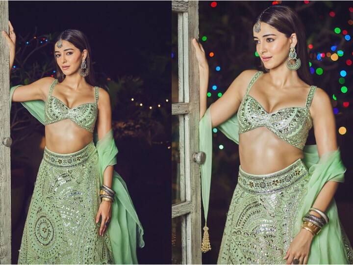 Diwali is round the corner and celebs are having a gala time at Diwali parties. Ananya Panday looks ravishing in a pista green lehenga as she gives inspiration for Diwali looks, this season.