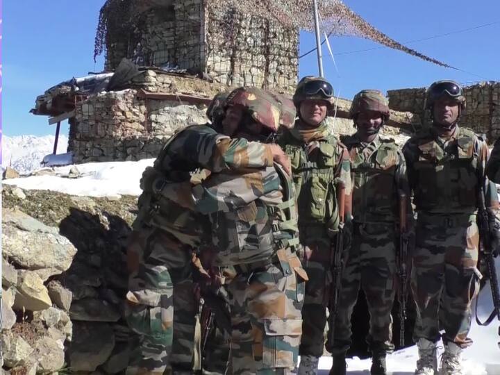The soldiers hugged each other as part of Diwali celebrations at the LoC. Afterall, here is where they find family while being miles away from home. (Image Source: ANI)