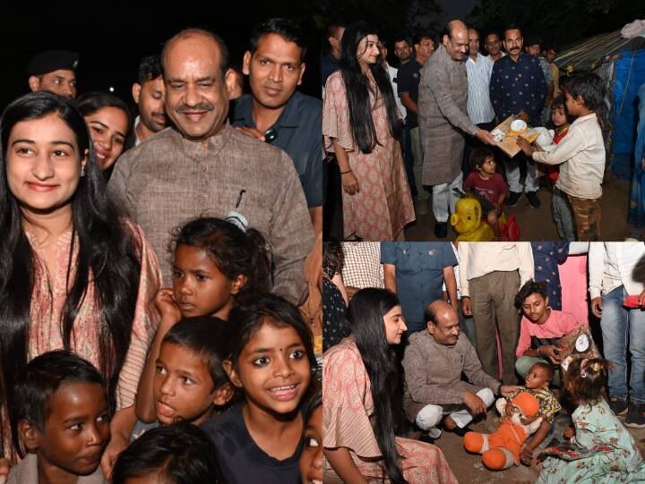 Rajasthan Lok Sabha Speaker Om Birla reached the slum area to share the happiness of Diwali in Kota ann Diwali 2022: दीपावली की खुशियां बांटने कच्ची बस्तियों में पहुंचे लोकसभा अध्यक्ष ओम बिरला, नए कपड़ों और मिठाई से खिले बच्चों को चेहरे