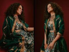 Diwali Bash: ग्रीन लहंगा-हैवी नेकलेस, एथनिक ड्रेस में कंगना रनौत लगीं पटाखा!
