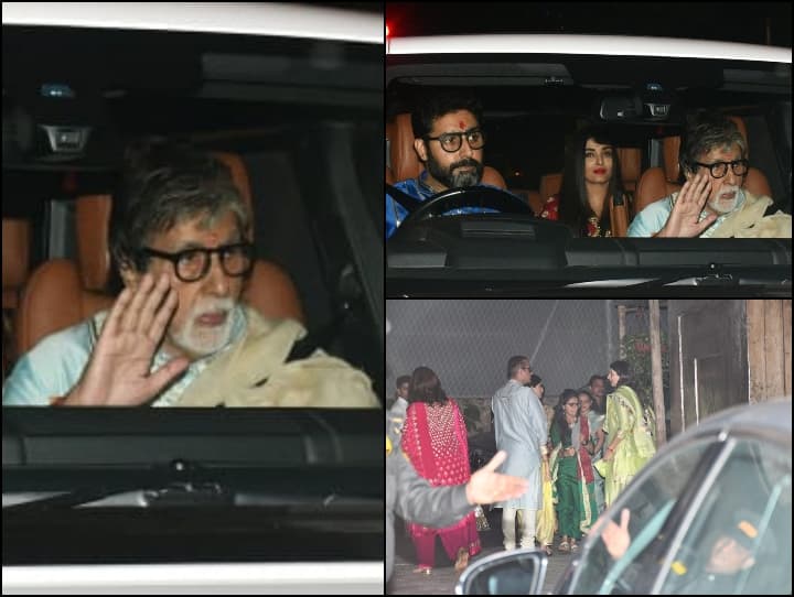 Bachchan Family Diwali Celebration: अमिताभ बच्चन बेटे अभिषेक और बहू ऐश्वर्या राय के साथ दिवाली पूजा के लिए नजर आए. इस दौरान बच्चन फैमिली पैपराजी के कैमरे में कैद हो गए.