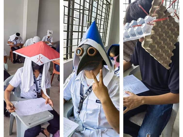 Philippines Engineering Students Wear Anti-Cheating Hats During Exams Check Out Viral Pics Philippines: Engineering Students Create ‘Anti-Cheating’ Exam Hats. Check Out Viral Pics