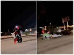 स्टंट के दौरान हवा में सीधी खड़ी कर दी बाइक, बैलेंस बिगड़ते ही हुआ हादसा