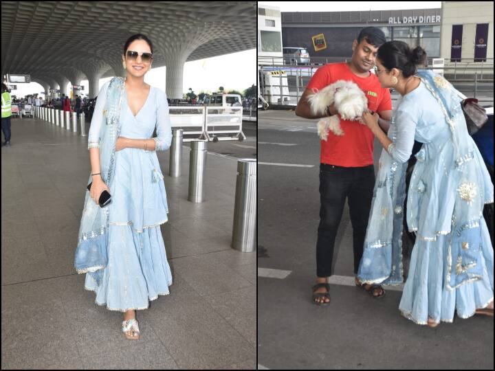 Jasmin Bhasin Airport Pics: टीवी एक्ट्रेस जैस्मिन भसीन को हाल ही में मुंबई एयरपोर्ट पर स्पॉट किया गया, जहां वह अपने रैंबो के साथ नजर आईं.