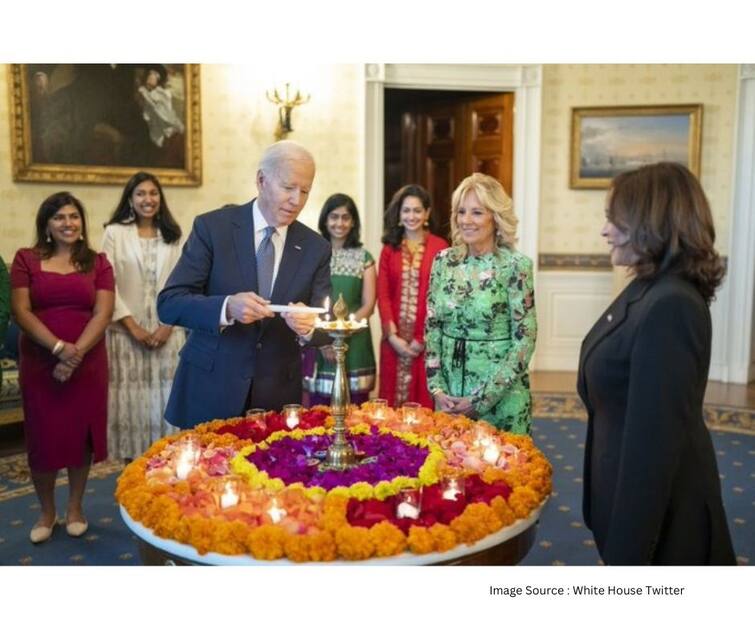 us president joe biden host largest ever diwali reception at america white house more than 200 eminent indian americans attended reception Diwali Celebration At White House : व्हाईट हाऊसमध्ये दिवाळीचं जंगी सेलिब्रेशन; जो बायडन यांनी साजरा केला दिव्यांचा सण