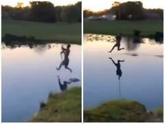 हैरतअंगेज अंदाज में पानी पर चलता दिखा शख्स, होश उड़ा रहा वीडियो