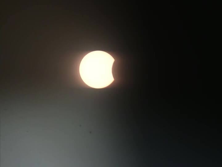 The partial solar eclipse as witnessed from Jammu on October 25 (Image: Twitter/@ANI)