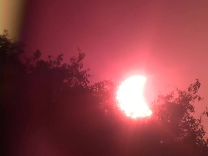 The partial solar eclipse as seen from Chandigarh (Image: Twitter/@ANI)
