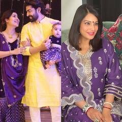 Mom-To-Be बिपाशा बसु-देबिना बनर्जी ने दिवाली पर पहना पर्पल शरारा, एथनिक लुक में फ्लॉन्ट किया प्रेग्नेंसी ग्लो