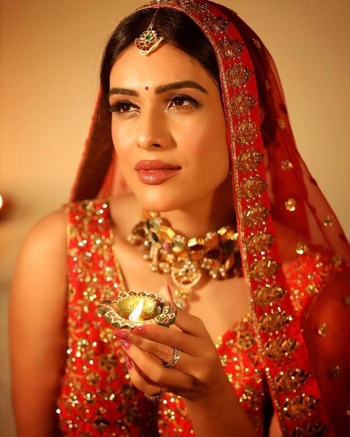 दऱअसल नेहा ने दिवाली के लिए दुल्हन का गेटअप लिया है. तस्वीरों में वो रेड चोली के साथ कलरफुल लहंगा पहने हुए पोज दे रही हैं.