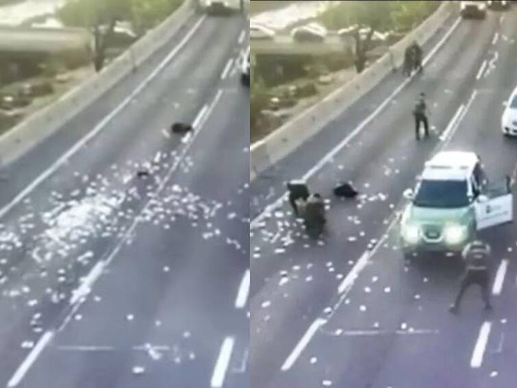 Robbers Make Money throw Chilean Highway During Police Chase - watch video Watch video: கொள்ளையடித்த பணம்.. துரத்திய போலீஸ்.. பணத்தை சாலையில் பறக்கவிட்ட கும்பல்..!