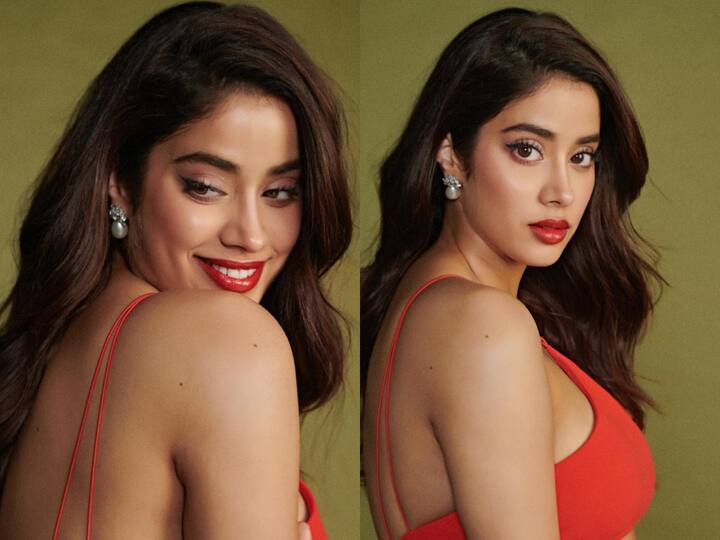 Janhvi Kapoor wore an orange dress for the promotions of Mili. Janhvi looked super stylish in her outfit. Check out pics