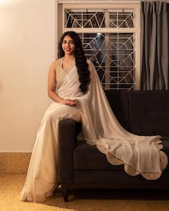 Kantara Sapthami Gowda: క్రీమ్ కలర్ శారీలో 'కాంతారా' బ్యూటీ సప్తమి గౌడ అదిరిపోలా