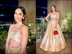 गोल्डन लहंगे में एकदम पटाखा लगीं मानुषी छिल्लर, ब्यूटी क्वीन बेटी के लिए पैपराजी बने पापा