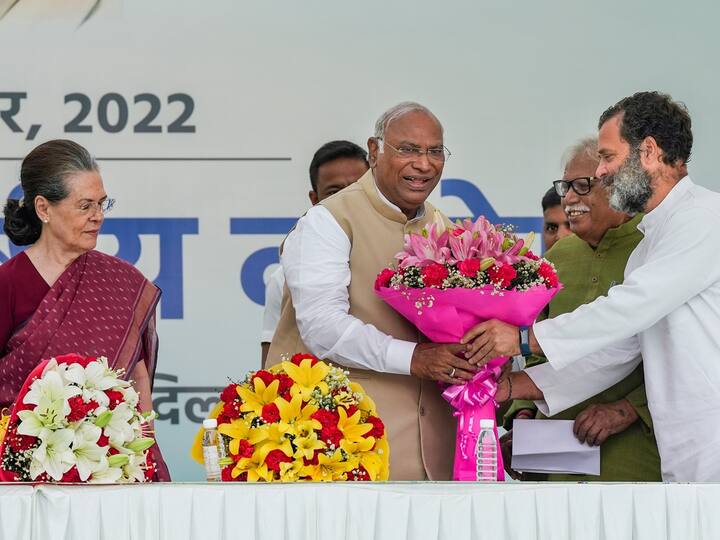 Mallikarjun Kharge, the first non-Gandhi to head the party in 24 years, defeated Congress MP Shashi Tharoor in a direct contest for the party president's post.