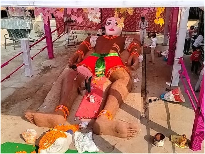govardhan puja muzaffarnagar artisans made 35 feet tall govardhan maharaj ann Govardhan Puja: मुजफ्फरनगर में गोबर से बनाए गए 35 फुट के 'गोवर्धन', लोगों के बीच आकर्षण का केंद्र