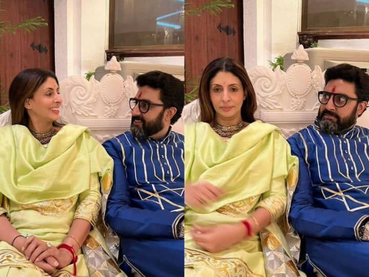 Shweta - Abhishek Pics: श्वेता बच्चन ने भाई दूज के मौके पर अभिषेक बच्चन के साथ कुछ तस्वीरें शेयर की हैं. जिसमें दोनों ट्रेडिशनल लुक में नजर आए. देखिए तस्वीरें.....