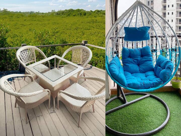 Amazon Sale On Home Décor Balcony Makeover Swing Chair Hammock Patio Set Grass Carpet Plant Stand For Balcony Terrace सिर्फ 1000 रुपये में बालकनी का करें मेकओवर, अमेजन से 70% के डिस्काउंट पर खरीदें ये काम के सामान