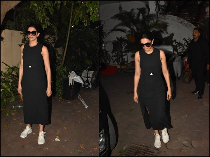 Deepika Padukone Black Dress Photos: हाल ही में दीपिका पादुकोण एक इवेंट में स्पॉट की गईं थीं. इस दौरान एक्ट्रेस ने अपने ब्लैक स्लीवलेस ड्रेस के साथ ब्लैक चश्मा भी लगाया हुआ था.