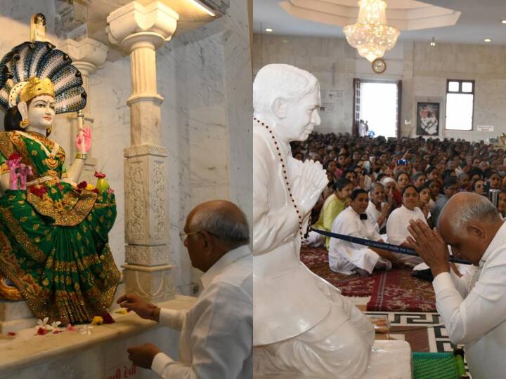 सीएम भूपेंद्र पटेल ने मंदिर में माथा टेका और पूजा-अर्चना कर भगवान का आशीर्वाद लिया.