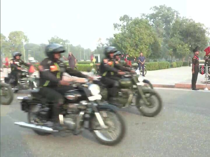 The bike rallies organised by Indian Army jawans were started earlier this month to observe the 76th Infantry Day. They culminated at the National War Memorial after covering distances across the nation. (Source: ANI)