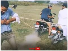 शख्स ने अपनी बाहों से रोक दी 6 मोटर साइकिलें, यूजर्स बोले- बाहुबली