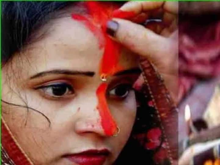 chhath puja 2022 way to women apply long sindoor from nose to forehead Chhath Puja 2022: छठ पूजा में सोलह श्रृंगार है जरूरी, मांग में सिंदूर भरने का है विशेष महत्व, जानें लगाने का तरीका