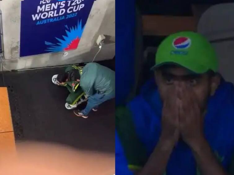Pakistan Players Sad after loosing ZIM vs PAK T20 World Cup 2022 Match shadab crying babar reaction went viral PAK vs ZIM : झिम्बाब्वेविरुद्धचा पराभव पाकिस्तानी खेळाडूंच्या जिव्हारी लागला, बाबरची रिएक्शन, तर शादाब खानचा रडतानाचा VIDEO व्हायरल