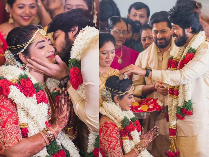 Harrish Kalyan Marriage Photos: பியார் பிரேமா காதல் பட நாயகன் ஹரிஷ்  கல்யாண் தனது காதலி நர்மதாவை இன்று திருமணம் செய்துள்ளார்.