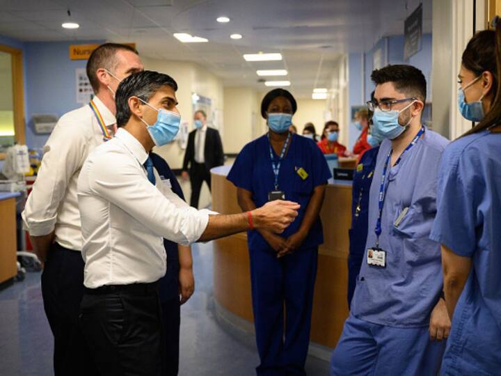 The Prime Minister met with nurses and patients on a visit to a post-op ward at Croydon University Hospital. (Source: Getty)