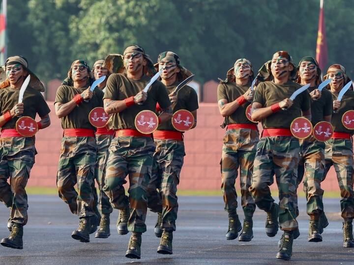 Cadets perform during the combined display organised as part of the Passing Out Parade of Gentlemen and Lady Cadets, at Officers Training Academy (OTA) in Chennai. (Image Source: PTI)