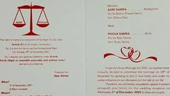 ਵਿਆਹ ਦੇ ਕਾਰਡ 'ਚ ਹੀ ਵਕੀਲ ਨੇ ਦੱਸੀਆਂ ਮੈਰਿਜ ਐਕਟ ਅਤੇ ਸੰਵਿਧਾਨ ਦੀਆਂ ਧਾਰਾਵਾਂ, ਤਸਵੀਰ ਹੋਈ ਵਾਇਰਲ