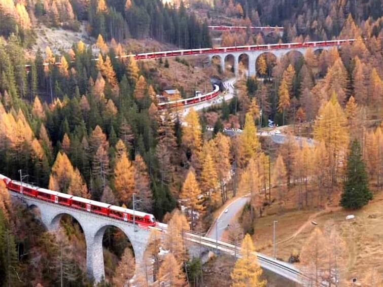 Swiss railway aims to set record for worlds longest passenger train Swiss Railway Record : ஆல்ப்ஸ் மலை மீது உலகின் மிக நீளமான பயணிகள் ரயில்....! ஸ்விட்சர்லாந்து ரயில்வே சாதனை..