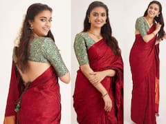 Keerthy Suresh: சிவப்பு நிற புடவையில் போட்டோஷூட் செய்த நடிகை கீர்த்தி சுரேஷ் !
