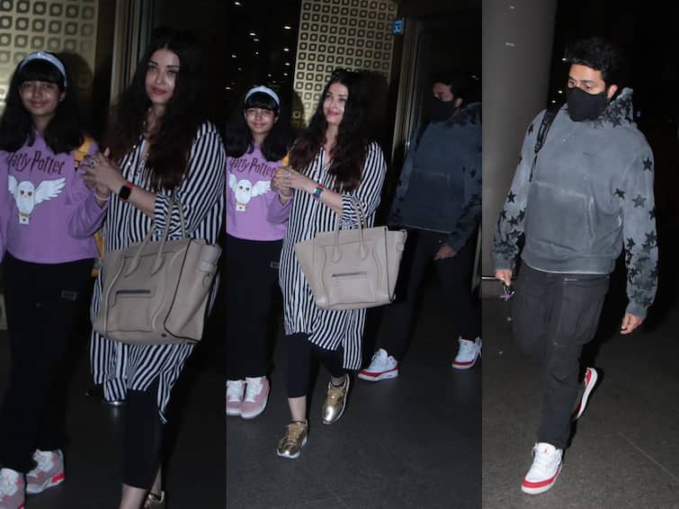 Abhishek was seen at Mumbai airport with family, Aishwarya was seen holding daughter Aaradhya’s hand tightly Abhishek was seen at Mumbai airport with family, Aishwarya was seen holding daughter Aaradhya’s hand tightly