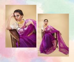 नजर वर करुन तू बघ जरा... चोली कट ब्लाऊज अन् जाळीदार साडी, तेजस्वी प्रकाशचा अप्सरा लूक