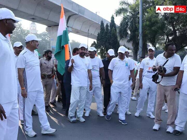 BJP leader Kishan reddy participated in the ‘Run for Unity’ Marathon in Hyderabad on Monday.