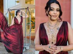Swara Bhaskar Photos: ડીપ નેક ગાઉન પર ગોલ્ડન જ્વેલેરી પહેલી સ્વરા ભાસ્કરે કરાવ્યું ફોટોશૂટ