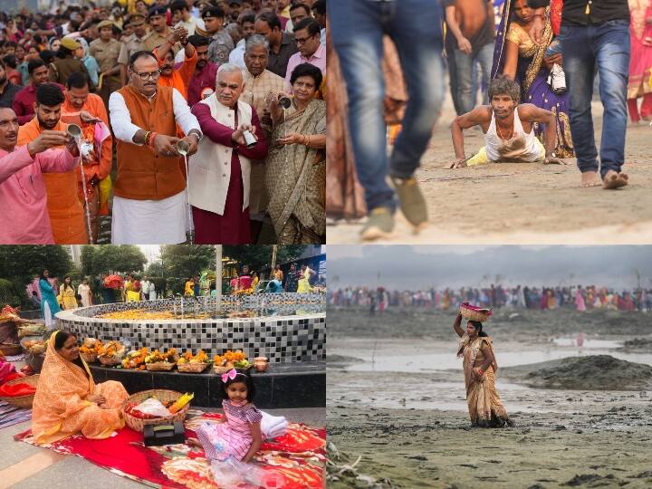 Chhath Puja 2022: यूपी समेत कई राज्यों छठ पर्व पर भगवान भास्कर को अर्घ्य देने के लिए भारी संख्या में श्रद्धालुओं पहुंचे. इस दौरान राज्य के कई जिलों से तस्वीरें सामने आई.