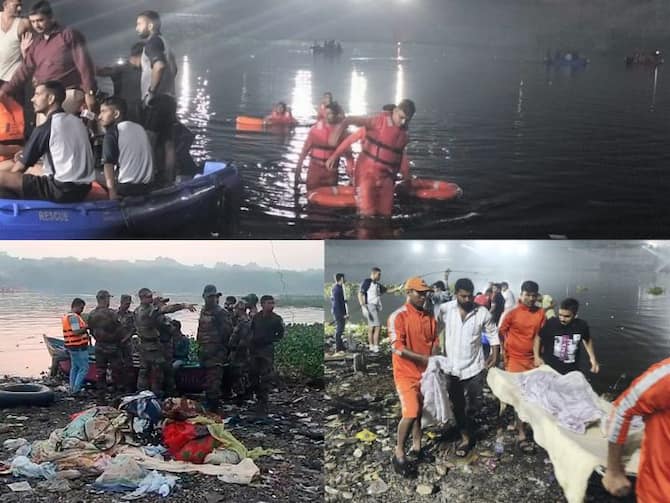 Gujarat Morbi Bridge Collapse Bodies Floating In River Screaming All Around  Rescue Operation Photos Of Bridge Collapse | नदी में तैरती लाशें, चारों तरफ  चीख-पुकार और रातभर रेस्क्यू ऑपरेशन ...