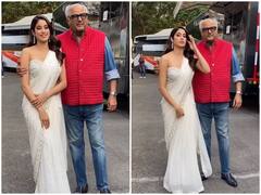 जाह्नावी कपूर के साथ कैमरे के लिए पोज देते हुए बोनी कपूर हुए मजाकिया, पैपराजी से पूछा- 'भाई-बहन लग रहे हैं ना?'