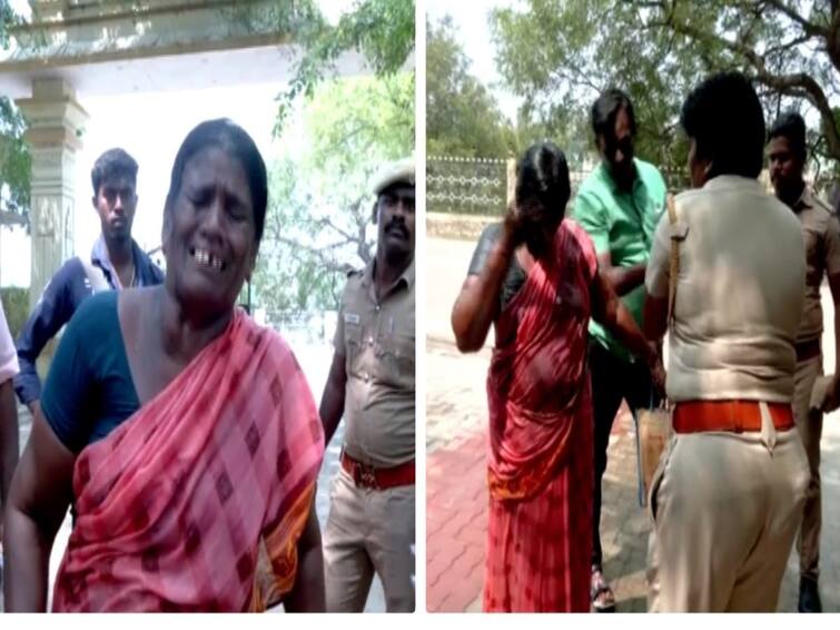 Nellai:  woman tried to set herself on fire by pouring petrol on her body in front of the collector office TNN ஆட்சியர் அலுவலகம் முன் பெட்ரோல் ஊற்றி தீக்குளிக்க முயன்ற பெண் - நெல்லையில் பரபரப்பு