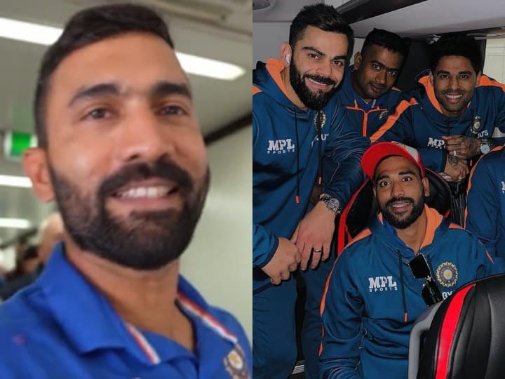 T20 World Cup 2022 team india reached Adelaide for match against bangladesh T20 World Cup: बांग्लादेश के खिलाफ मैच के लिए एडिलेड पहुंची टीम इंडिया, वीडियो में देखें कार्तिक का रिएक्शन