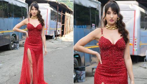 Nora Fatehi: નોરા ફતેહી રેડ બોડીકોન ડ્રેસમાં લાગી હોટ, કાતિલ અંદાજ થયો વાયરલ