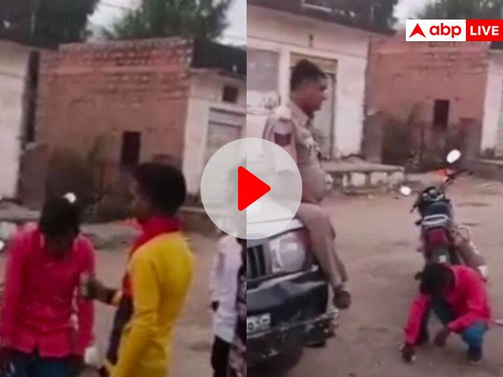 Youngster starts doing overacting after charges fine police stunt funny viral video Video: पुलिस ने चालान काटा तो अजीबोगरीब हरकतें करने लगा लड़का, लोग बोले- 'ओवरएक्टिंग की दुकान'