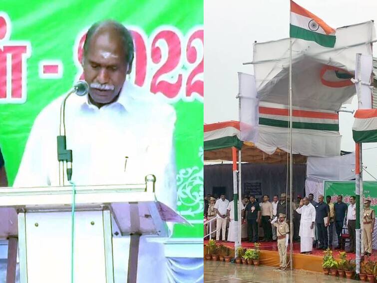 Chief Minister Rangaswamy hoisted the national flag at Puducherry Liberation Day TNN புதுச்சேரி விடுதலை நாள் விழா: தேசிய கொடியை ஏற்றி வைத்த முதல்வர் ரங்கசாமி